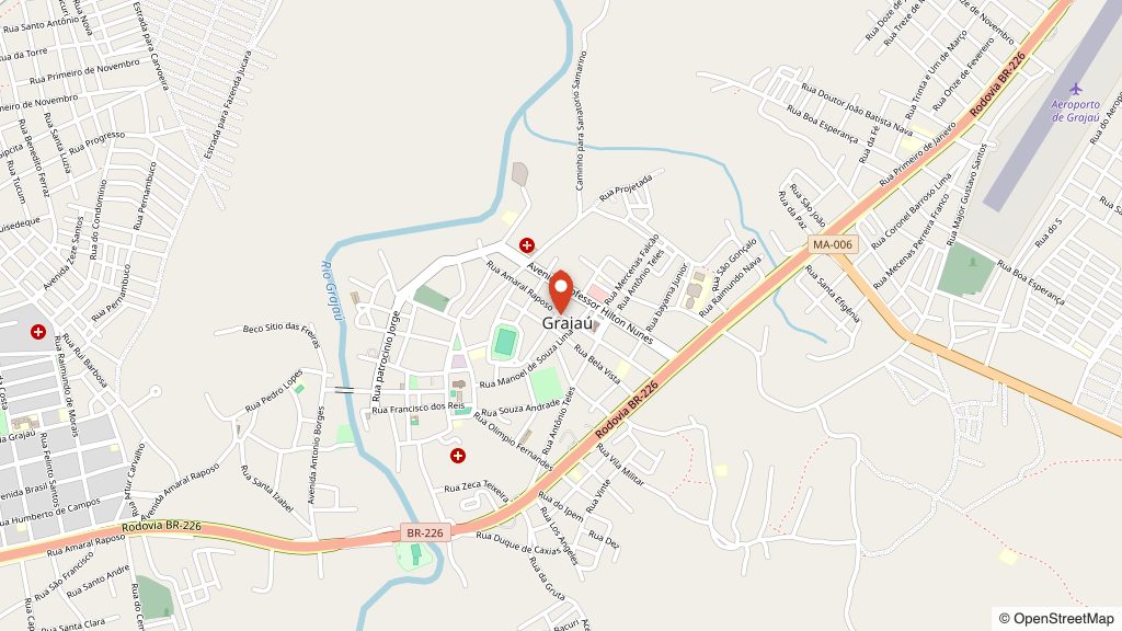Mapa de Grajaú — MA com a sede da SEGES na Rua Amaral Raposo